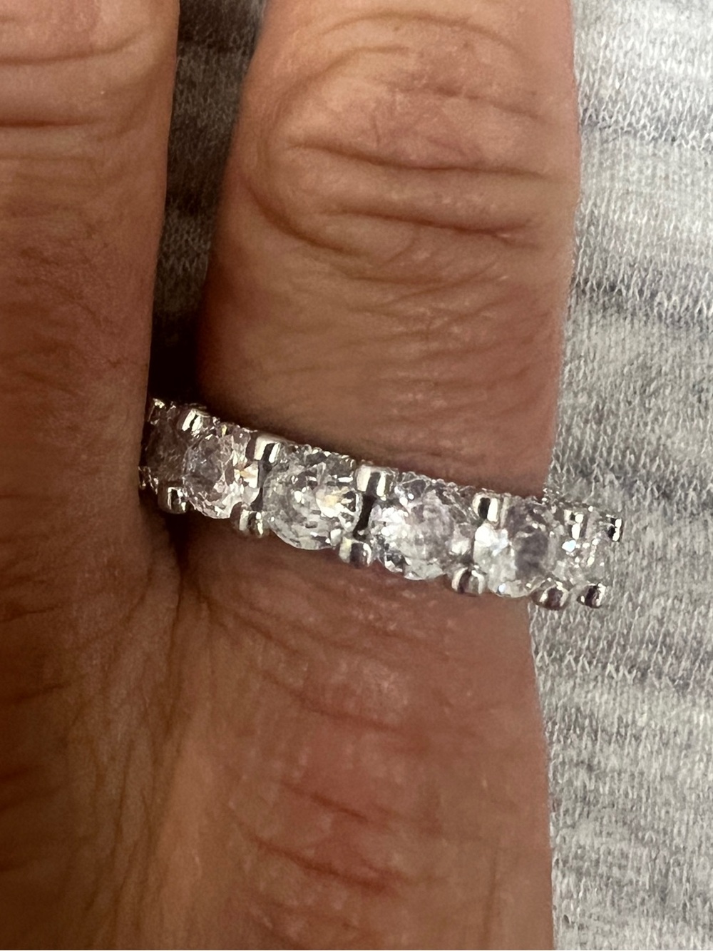 Silver Crystal Eternity Band Ring - Clear Stones
